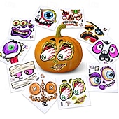 ieftine Autocolante de Halloween-10 buc autocolante decorative cu dovleci de Halloween, creați mini autocolante cu fețe de dovleac pentru copii și copii mici, cadouri de Halloween pentru petreceri de tip „trick or treat” și