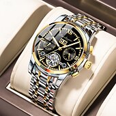 economico Orologi meccanici-Orologio da uomo con tourbillon meccanico automatico, orologio sportivo di lusso in acciaio inossidabile.