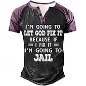 cheap Funny Words-Men&#039;s Color Block Letter T Shirt Henley Shirt Graphic Tee Short Sleeve 3D Print Vintage Designer Basic Outdoor Daily Sports Summer Black Blue Purple Green Henley Henley T-Shirt