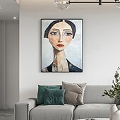 お買い得  人物画-キャンバスに描かれた抽象的な肖像画、オリジナルの美しい女性モデルの絵画、大きな現代人物の壁アート、カスタムメイドの寝室の壁装飾