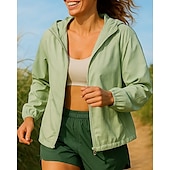 cheap Running Jackets-Women&#039;s Running Jacket Outdoor Jacket rain coat Pocket Full Zip Long Sleeve Outerwear Athletic Waterproof Windproof Breathable Quick Dry Tennis Golf Running Sportswear Activewear Solid Colored Black
