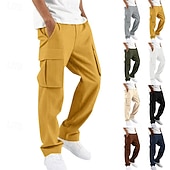 cheap Cargo Pants-Men's Cargo Pants Trousers Corduroy Pants Multi Pocket Straight Leg Plain Wearable Daily Outdoor Camping &amp; Hiking Fashion Classic White Yellow
