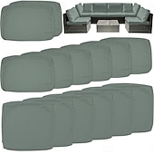 economico Copertura per Cuscini da Patio-Set di 14 fodere per cuscini impermeabili da esterno per patio, adatte a divani componibili in vimini e rattan da 6 posti, include 8 schienali e fodere per cuscini da patio resistenti allo sbiadimento