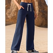 cheap Running Pants &amp; Tights-Women&#039;s Running Pants Sports Trousers Drawstring Pocket Bottoms Athleisure Sports Gym Breathable Pilates Running Yoga Regular Fit Sportswear Activewear Solid Colored Black Blue Grey