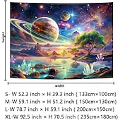 voordelige Blacklight wandtapijten-Zwartlicht wandtapijt glow in het donker glow party UV-reactieve sterrenstelsel trippy mistige paddenstoel natuur landschap hangend wandtapijt muurkunst voor woonkamer slaapkamer