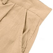 cheap Holiday-Men&#039;s Linen Pants Trousers Summer Pants Beach Pants Pocket Straight Leg Plain Comfort Breathable Vacation Daily Holiday Hawaiian Boho Black White