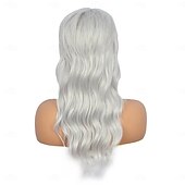 economico Parrucche storiche-Parrucca lunga grigia mullet per donne con frange parrucche naturali sintetiche anni &#039;90 e &#039;80 con frange per donne parrucche di Halloween