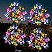 cheap Landscape Lights-2 Pcs Solar Butterfly Tree Lights Outdoor Waterproof Pathway Lights for Wedding Party Villa Walkway Garden Lawn Camping Party Landscape Decoration