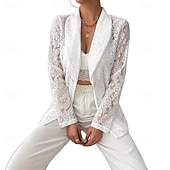 abordables Blazers et Costumes-Femmes Blazer Respirant Confortable Patchwork Broderie Mode Occasionnel Uni Bureau Rue Occasionnel Tenue quotidienne Ouvert devant Régulier Col Rabattu Coupe régulière manche longue Vêtements