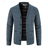 billige cardigangenser for menn-Herre Genser Cardigan Genser Riflet Strikke Vanlige topper Strikket عادي V-hals Moderne Moderne Fritid Avslappet Dagligdagstøy Klær Vår &amp; Vinter Vinrød Blå M L XL