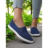 cheap Women&#039;s Sneakers-Women&#039;s Canvas Slip-On Sneakers – Lightweight Minimalist Flats for Daily Errands, Park Walks and Weekend Brunch Outings