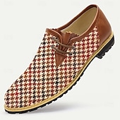 cheap Statement Shoes-Men&#039;s Houndstooth Jacquard Fabric Loafers – Stylish Vintage Casual Shoes for Daily Walking, Weekend Outings, Bavarian Beer Festivals and Comfortable Everyday Wear