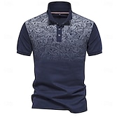 preiswerte Herren Elite Polo-Herren Männlich Blumen Blumenmuster Polo Strick-Polopullover Kurzarm Umlegekragen Polokragen Modern Formell Arbeit Sport &amp; Outdoor Knöpfe Drucken Frühling Rubinrot Weiß Hellblau