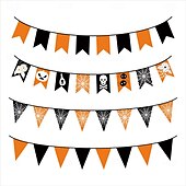 cheap Halloween Outdoor Decor-14x21/20X30cm Halloween Bunting Banner Spooky Party Decoration for Halloween Durable Fabric Banner with Ghost, Pumpkin, and Bat Designs  Indoor/Outdoor Hanging Decor for Home, Office, or Party Venues