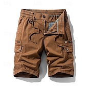 economico Classico-Per uomo Pantaloncini cargo Shorts Pantaloncini Estivi Coulisse Elastico in vita Multi-tasche Semplice Comodità Indossabile Lunghezza al ginocchio All&#039;aperto Sport Quotidiano Moda Casual Nero Cachi