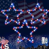 billige USB-drevet-1 stk patriotiske hengende lys smijern rød hvit blå femtakket stjerne 4. juli uavhengighetsdag 250-årsjubileum minnedag gårdsplass balkong veranda fest