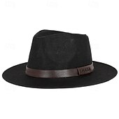 baratos Acessórios e mais-chapéu de sol de linho masculino, chapéu panamá de aba plana, chapéu de jazz britânico, proteção solar, chapéu de cavalheiro