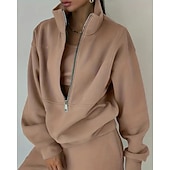 tanie dresy-Damskie Spodnie dresowe Dres polarowy Góra ścieżki Zamek 2-częściowa Solidne kolory Rozpinana bluza i spodnie dresowe Zestawy odzież Jesień Leśna zieleń Granatowy Siłownia Sportowy Bieganie Keep Warm