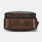 cheap Men&#039;s Bags-Men’s Brown Leather Crossbody Bag with Multiple Zipper Pockets and Adjustable Strap, Vintage Small Shoulder Bag for Travel, Work and Daily Use