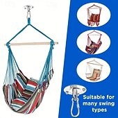 baratos Atividade ao Ar Livre-Cabide de balanço de trabalho de 6 peças - gancho de aço inoxidável para suporte de teto, kit de ferragens para balanço, rede, ioga, saco de areia, várias academias internas e externas