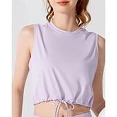billiga Löpar-T-shirts och linnen-Dam Linne för jogging Snörning Lättvikt Ärmlös Överdelar UPF 50 Solskydd Snabb tork Vekefukt Pilates Löpning Yoga Sportkläder Sportkläder Solid färg Ljusgul Svart Vit