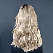 baratos Perucas de seda frontais de cabelo natural-Peruca de cabelo humano remy brasileiro ombré 5x5, fechamento de renda, sem cola, com cabelo de bebê para mulheres, loira ondulada e com mechas, peruca de cabelo humano frontal de renda 13x4 com