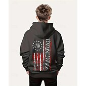 billiga Pojkens 3D Vision &amp; Geometri-Pojkar 3D Flagga Huvtröja Långärmad Vår Höst Mode Streetwear Barn 4-12 år Huva Utomhus Ledigt Dagligen Normal