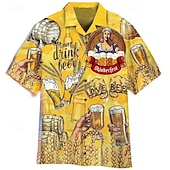 voordelige Camisas-Hawaiian Shirts Aloha Shirt Bavarian Munich German Alpine Graphic for Men's Adults' 3D Print  for Carnival Oktoberfest Beer Beach Vacation Party