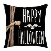 お買い得  装飾用クッションカバー-1 個 ポリエステル 枕カバー, ハロウィーン 方形 ファスナー 伝統的な クラシック