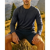 preiswerte Tees &amp; Hemden-Herren Wanderhemd Golf-Pullover Wanderspitze Langarm Rundhalsausschnitt T-Shirt Oberteil Außen Schnelltrocknend Leicht Atmungsaktiv Polyester Schwarz Marinenblau Grün Tennis Golfspiel Laufen