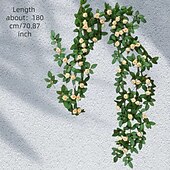 economico Piante e Fiori Artificiali-Bocciolo di rosa artificiale da appendere alla parete, finto fiore rampicante per decorare tubi del condizionatore e del riscaldamento, pianta rampicante in plastica per nascondere e decorare la casa