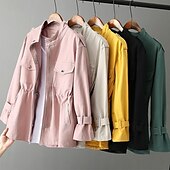 billige Blazere og dresser-Dame Uformell jakke Bekvem Pustende Lomme Fritid عادي Gate Avslappet Dagligdagstøy Glidelås Normal Aftæpning Løstsittende Langermet Yttertøy Svart Hvit Rosa Sommer