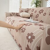 baratos Cobertura de Sofa-Capas de assento de sofá refrescantes com estampas de verão, capas universais para sofá chaise longue em forma de L, capa de sofá elástica de seda gelada de 1/2/3/4 lugares