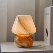 economico lampada da comodino-Graziosa lampada da comodino a forma di fungo a LED - lampada da comodino in vetro con luminosità regolabile, perfetta per l&#039;arredamento della casa &amp;regali