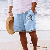 economico Vacanza-Per uomo Shorts Shorts di Lino Pantaloncini Estivi Shorts da Spiaggia Elastico in vita Coulisse Gamba Dritta Semplice Comodità Morbido Lunghezza al ginocchio Quotidiano Spiaggia Vacanza Moda Giallo