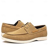 cheap Casual-Men&#039;s Beige Faux Suede Boat Shoes with Lace-Up Design – Comfortable Casual Footwear for Weekend, Vacation &amp; Daily Use
