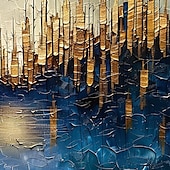 cheap Abstract Paintings-Handmade Original Urban Architecture Oil Painting On Canvas Abstract City Building Wall Art for Home Decor With Stretched Frame Without Inner Frame Painting