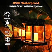 economico Illuminazione vialetto-Lanterne solari da esterno impermeabili da giardino, appese, con fiamma tremolante, a LED, senza candele, luci ad energia solare per decorazioni da giardino, tavolo, ombrellone da patio.