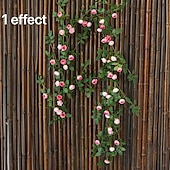 economico Piante e Fiori Artificiali-Bocciolo di rosa artificiale da appendere alla parete, finto fiore rampicante per decorare tubi del condizionatore e del riscaldamento, pianta rampicante in plastica per nascondere e decorare la casa