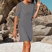 preiswerte Cocktailkleider-Schaft Cocktailkleid Hochzeitsgast Elegant Einfach Juwelenhals Kurz  Mini Chiffon Kurzarm mit Schleife(n) Einfarbige Kleider freie benutzerdefinierte Größe