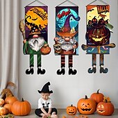cheap Halloween Outdoor Decor-Halloween Hanging Fan Flag Bunting Outdoor Flag for Outdoor Halloween Yard Fence Hanging Spooky Pumpkin Banner Flag Table Decor Fall Room Decor Aesthetic Halloween Birthday Party Decor