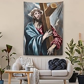 halpa Uskonnollinen kudos-Keskiaikainen Gobeliini Keskiaika Jeesus Roikkuva Gobeliini Seinätaide Suuri Gobeliiniseinämaalaus Valokuva Tausta Viltti Verho Koti Makuuhuone Olohuoneen Koristelu