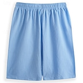 preiswerte Klassiker-Herren Shorts Leinenshorts Sommershorts Strandshorts Tasche Kordelzug Elastischer Bund Einfach Komfort Atmungsaktiv Knielang Lässig Täglich Ferien Urlaub Mode Weiß + Schwarz + Grau schwarz+khaki+blau