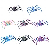 cheap Halloween Hanging &amp; Tabletop Decorations-Halloween 3D Printed Spider Figurine, Large Poseable Spider Toy with Movable Joints, Retractable Articulated Animal Model for Halloween Decoration or Prank Props