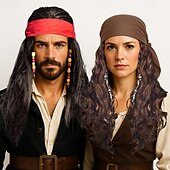 economico Parrucche di Coppia-Parrucca da pirata marrone Parrucche da festa per cosplay Parrucche di Halloween