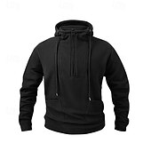 economico felpe in pile-Per uomo Felpa con cappuccio e zip Felpa con cappuccio Felpa con zip Felpa con cappuccio in pile Nero Verde militare Grigio Con Cappuccio Semplice Con zip Tasca Frontale Zip a un quarto Sport