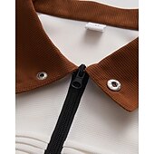 preiswerte Klassisches Poloshirt für Herren-Herren Viertel-Reißverschluss-Poloshirt Golfshirt Arbeit Lässig Revers Kurzarm Basic Modern Farbblock Patchwork Sommer Normale Passform Schwarz Weiß Himmelblau Khaki Grau