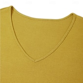 olcso alap pólók-Férfi Kötött póló Tee Top Cotton Blend póló Rövid ujjú V-alakú Nyár Tömör szín Divat Dizájn Alap Kötött Vakáció Utca Hétköznapi Sárga Bézs Világoskék Férfi felső póló