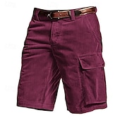 baratos Clássico-Homens Bermuda Cargo Calção Shorts de verão Shorts de veludo cotelê Bolso multi Bolso com aba Tecido Conforto Vestível Comprimento do joelho Ao ar livre Esporte Diário Moda Casual Preto Vinho