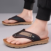 billige Ferietøfler-herre flip-flops i kunstskinn og netting, pustende slip-on-design med polstret såle, ideell for sommerstrand ved bassengkanten og avslappede helger